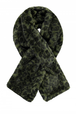 Fur scarf double layer 355 army