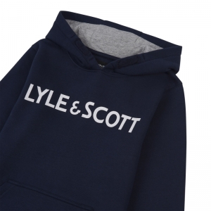 Lyle&scott text hoodie 203 navy blazer