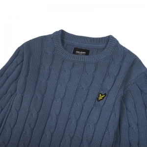 Cable crew knit jumper B71 china blue