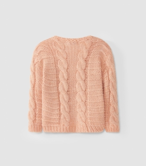 I1884 cable knitted cardigan 0022 salmon