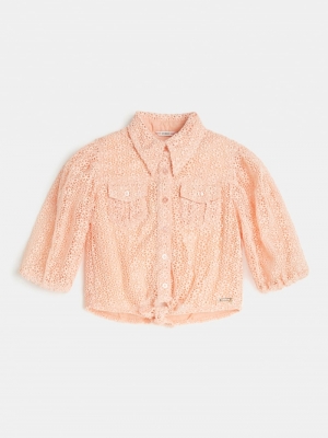 Cotton lace shirt with knot G6L1
