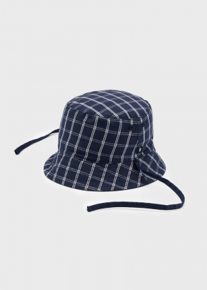 Linen reversible hat 019 navy
