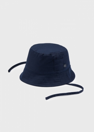 Linen reversible hat 019 navy