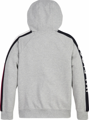 Tommy flag hooded zip through P01 grey heater