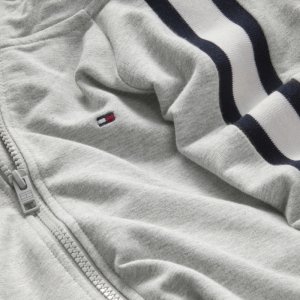 Tommy flag hooded zip through P01 grey heater