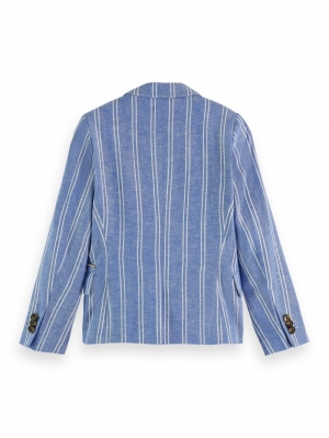 Striped cotton linen blazer 5233 blue strip