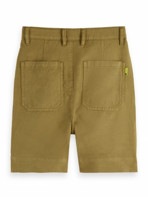 Cotton linnen shorts 0414 khaki