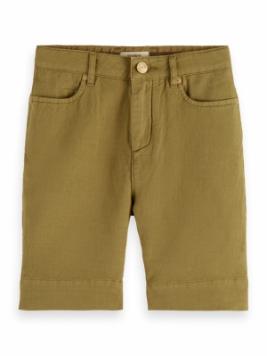Cotton linnen shorts 0414 khaki
