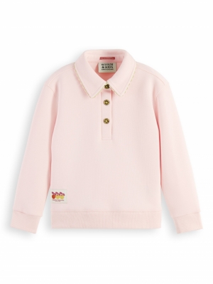 Relaxed fit polo sweatshirt 0085 peach
