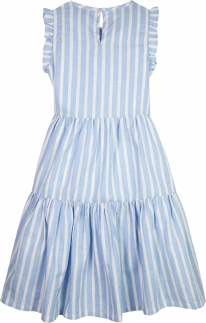 Striped hemp ruffle dress 0BD medium blue