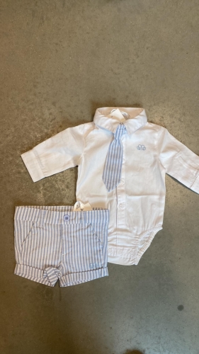 Shirt pierrot tie stripes white-blue