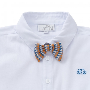 Shirt pierrot bow triangle white-orange