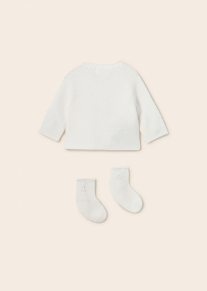 Knit cardigan with socks 045 white