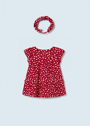 Knitted dress with headband 028 red