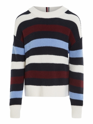Stripe C-neck sweater 0A5 multicolore