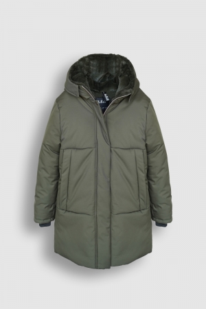 Belvina hooded long jacket 300 army green