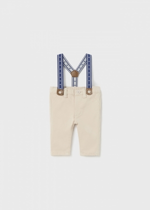 Long trousers with suspenders 039 stone
