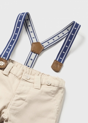 Long trousers with suspenders 039 stone