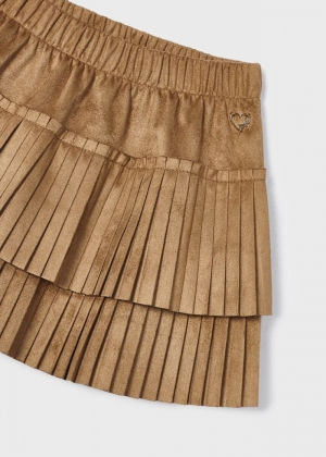 Pleated suede skirt 070 brownie