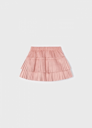 Pleated suede skirt 071 nude