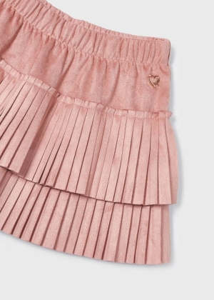 Pleated suede skirt 071 nude