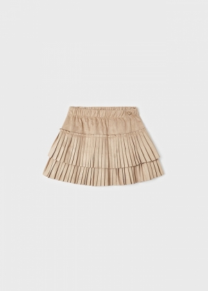 Pleated suede skirt 072 sepia