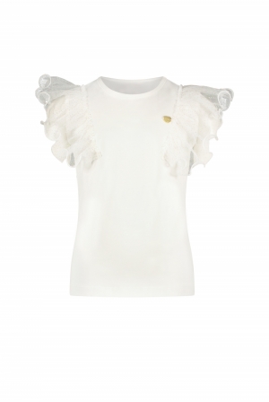 NOBLESSE sparkly net T-shirt 003 off white