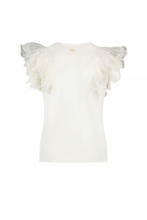 NOBLESSE sparkly net T-shirt 003 off white