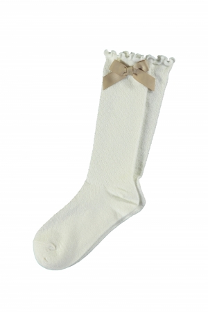 RHONDA lurex & bow socks 003 off white