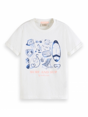 Rolled sleeve artwork tshirt 0001 - Off Whit