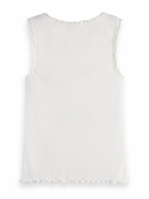 Fitted ribbed tank top 0001 - Off Whit