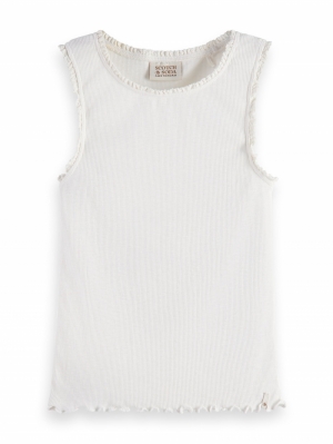 Fitted ribbed tank top 0001 - Off Whit