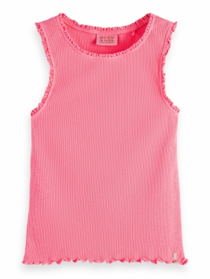 Fitted ribbed tank top 0160 - Neon Pin