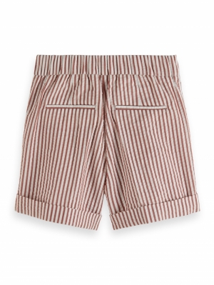 Belted yarn-dyed stripe shorts 7169 - Terracot