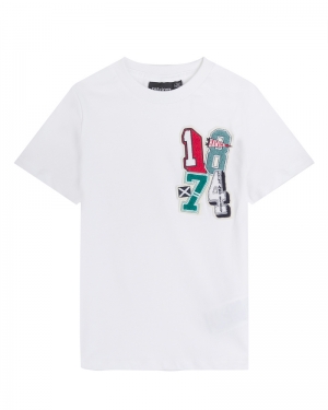 1874 patch graphic t shirt 626 white