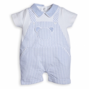 Short striped combi with teddy 0167 whi-azur