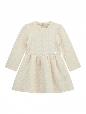 CABLE KNIT LS DRESS G012 CREAM WHIT