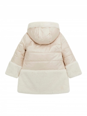 HOODED NYLON&FUR REVERS JACKET G012 CREAM WHIT