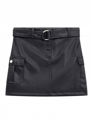 PU LEATHER MINI SKIRT JBLK jet black