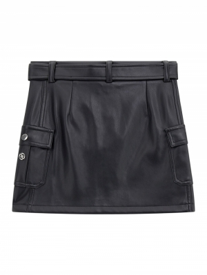 PU LEATHER MINI SKIRT JBLK jet black