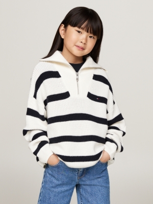 STRIPE HALF ZIP SWEATER 0A8 Blue Stripe