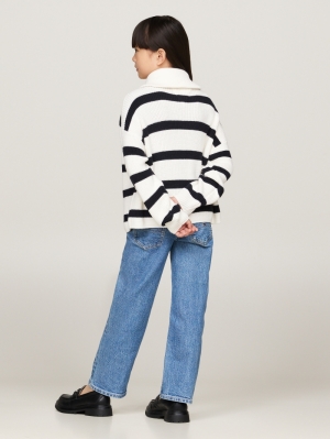 STRIPE HALF ZIP SWEATER 0A8 Blue Stripe