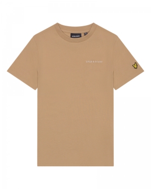 SCRIPT EMBROIDERED T-SHIRT W122 SAND STORM