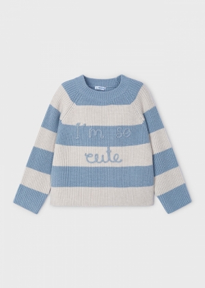 Striped knitting sweater 016 sky blue