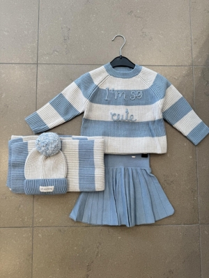 Striped knitting sweater 016 sky blue