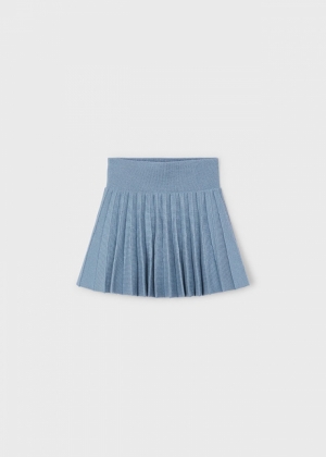 Knit pleated skirt 021 sky blue