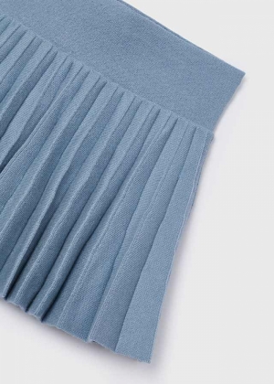 Knit pleated skirt 021 sky blue