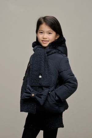 BABS short coat with bow-bag 190 blue navy