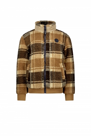 OFAHM check teddy zip-up 445 Toffee