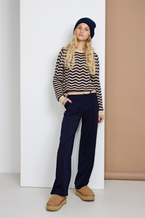 Salet Palazzo pants with belt Grey Navy